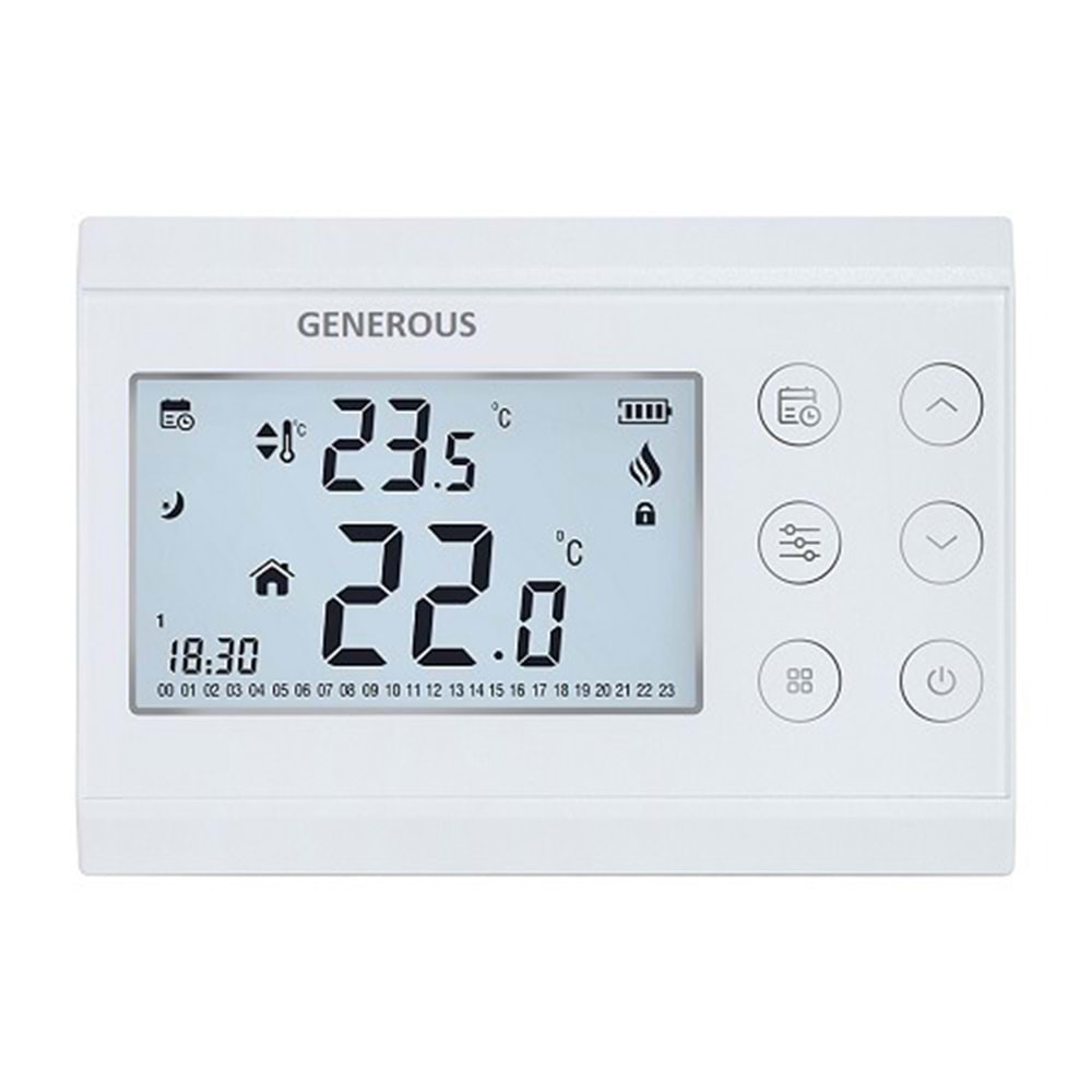 GENEROUS ODA TERMOSTATI KABLOLU PROGRAMLI RT013P