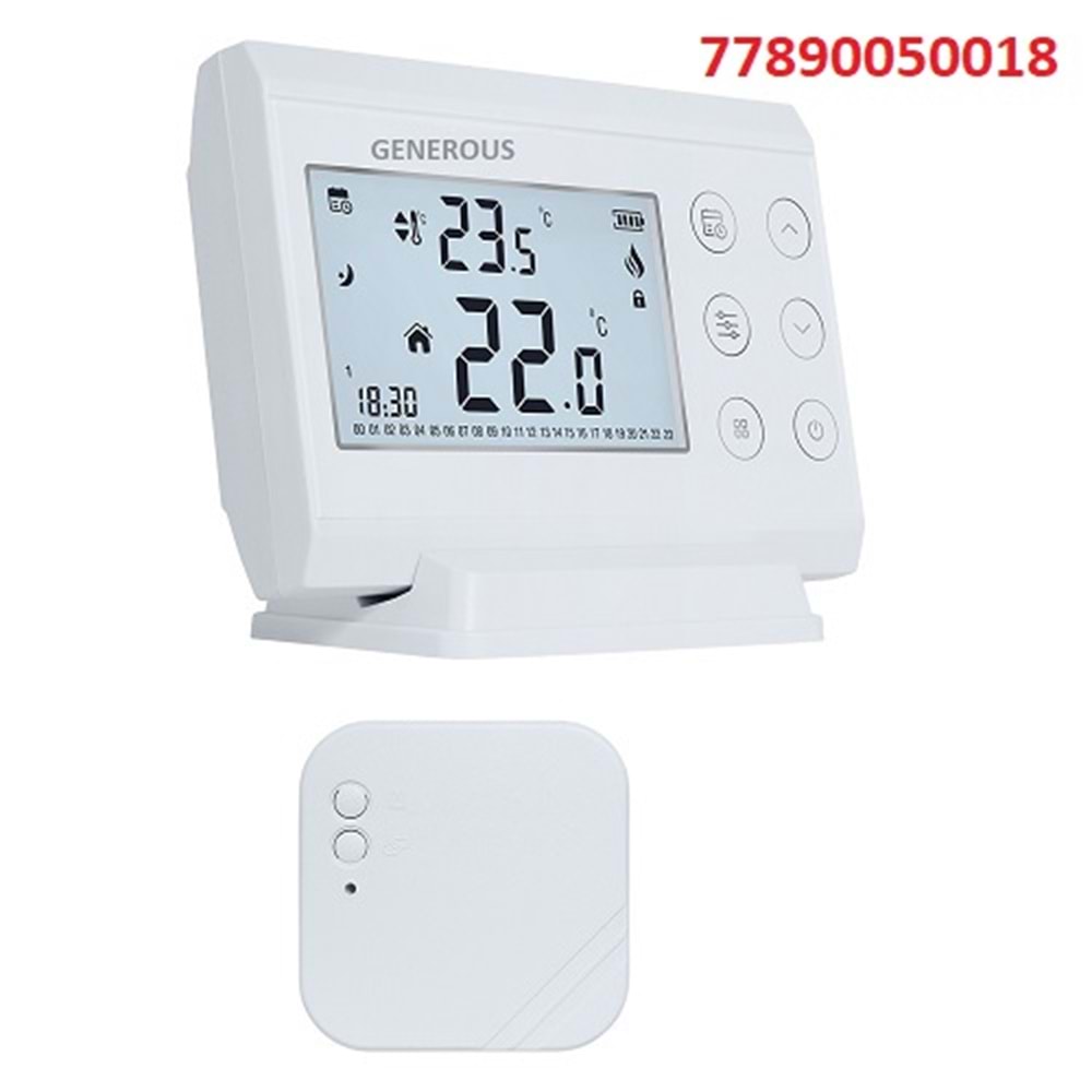 GENEROUS ODA TERMOSTATI KABLOSUZ PROGRAMLI FON IŞIKLI RT018RF