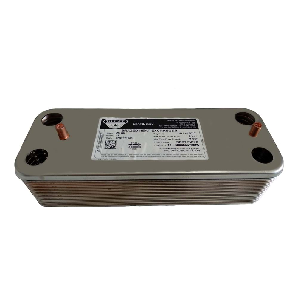 PLAKA EŞANJÖR ZILMET 18 PLAKA BAYMAK BAXI LUNA3 ECO3 17B2071800 156,50 MM