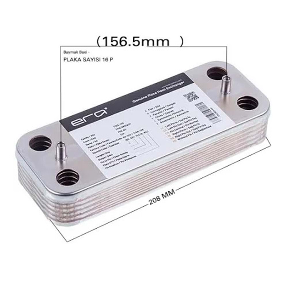 PLAKA EŞANJÖR ERA BAXI LUNA 3 BAYMAK 16 PLATE 156,50 MM