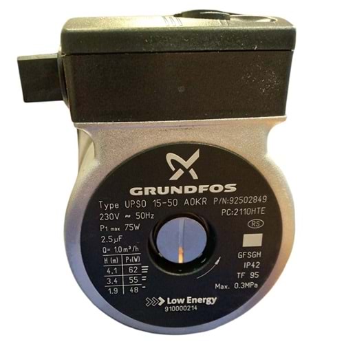 GRUNDFOS SİRKÜLASYON POMPASI UPS 15-50 P1max 75W 62W 3 DEVİR MOLEX