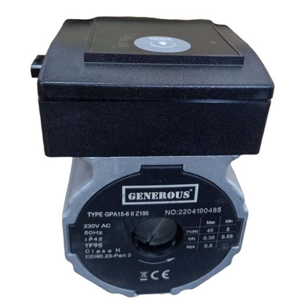 SİRKÜLASYON POMPASI GENEROUS DEMİRDÖKÜM ATROMIX ECA PREMIX PROTHERM GPA15-6 II Z195 MAX.45W MOTOR