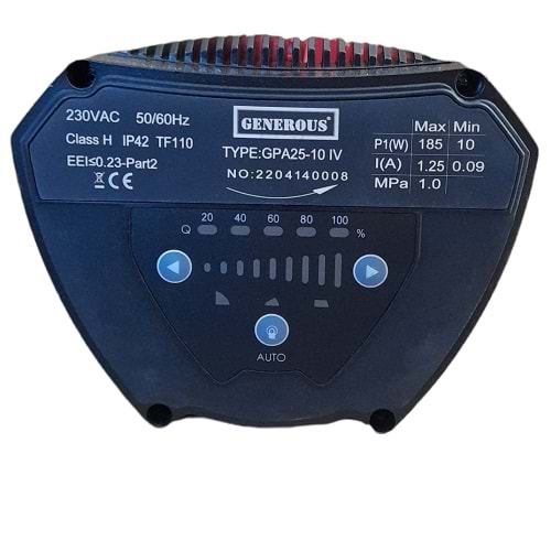 SİRKÜLASYON POMPASI GENEROUS PWM ERP GPA25-10 IV 180MM 10-185W 0,1-1,25A 10M-Q7-1 1/2