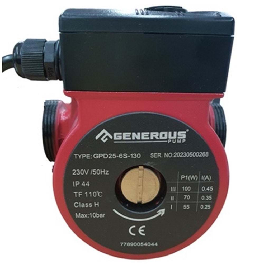 SİRKÜLASYON POMPASI GENEROUS GPD25-6S 130MM 100W 6M-Q3,3-1 1/2