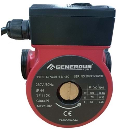 SİRKÜLASYON POMPASI GENEROUS GPD25-6S 130MM 100W 6M-Q3,3-1 1/2