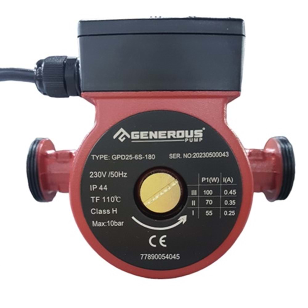 SİRKÜLASYON POMPASI GENEROUS GPD25-6S 180MM 100W 6M-Q3,3-1 1/2