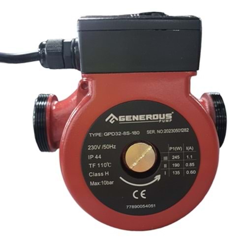 SİRKÜLASYON POMPASI GENEROUS GPD32-8S 180MM 245W 8M-Q8-2